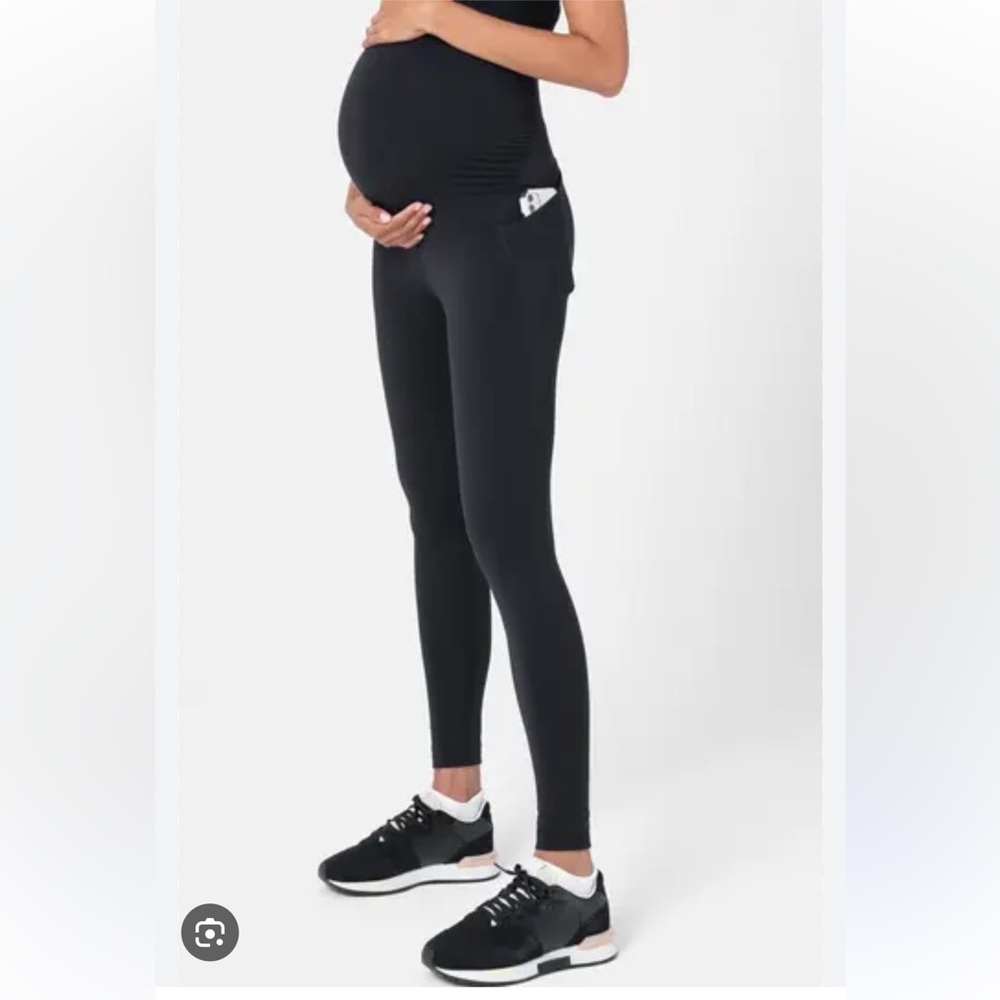 Seraphine Active Maternity Black Belly & Back Support Lounge Leggings Size M